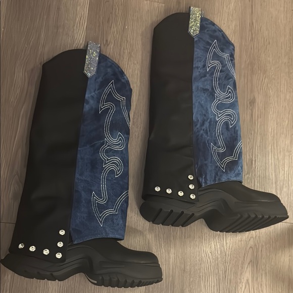 CAPE ROBBIN denim fold-over platform boots with rhinestone and Western-style❣️ - Picture 7 of 16